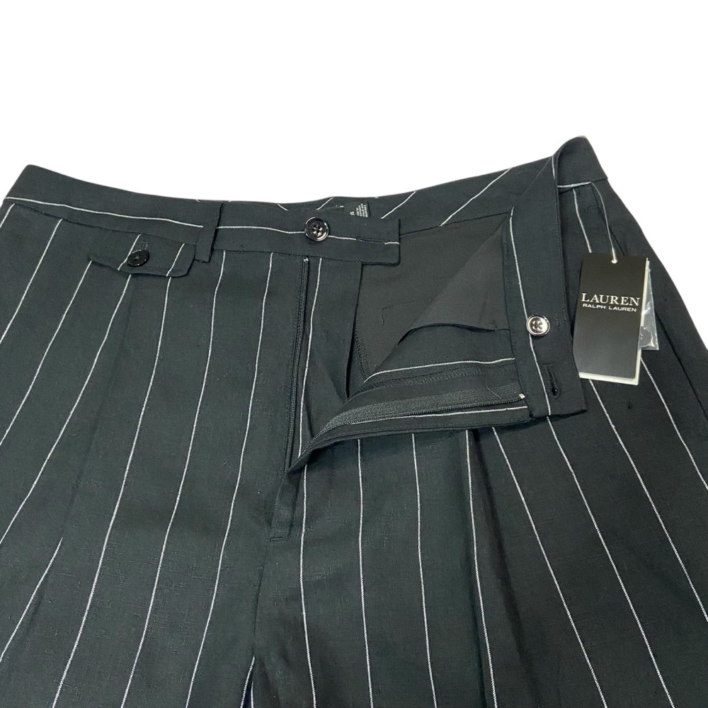 Lauren Ralph Lauren Linen Black Pinstripe Pleated Shorts LRL - Women’s 12 NWT - Picture 9 of 16